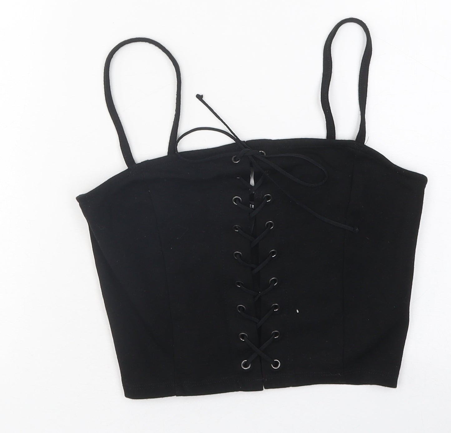 FOREVER 21 Womens Black Polyester Cropped Tank Size S Sweetheart