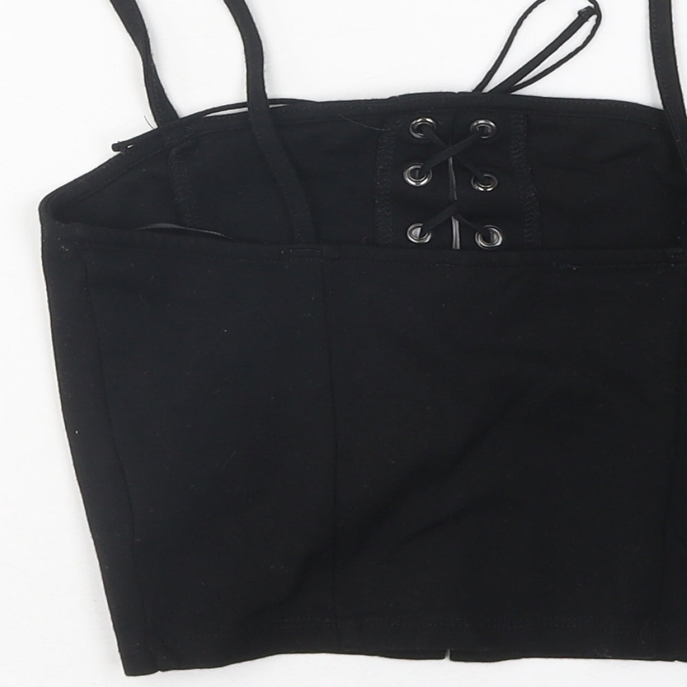 FOREVER 21 Womens Black Polyester Cropped Tank Size S Sweetheart