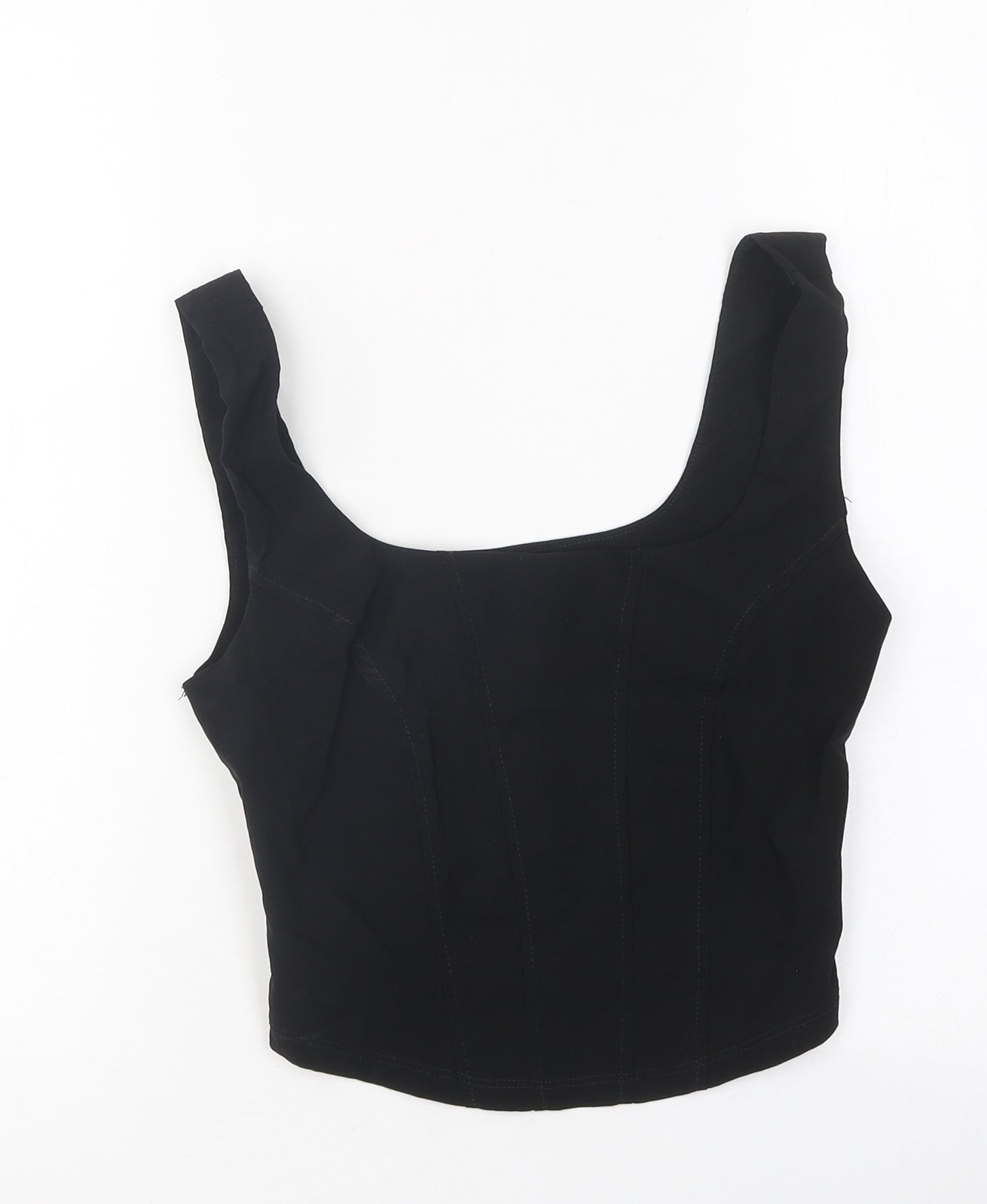 Primark Womens Black Polyester Cropped Tank Size 8 Round Neck