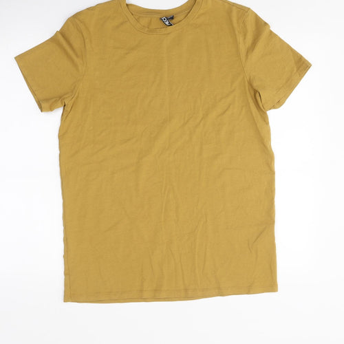 Pieces Mens Yellow Polyester Polo Size M Round Neck Pullover