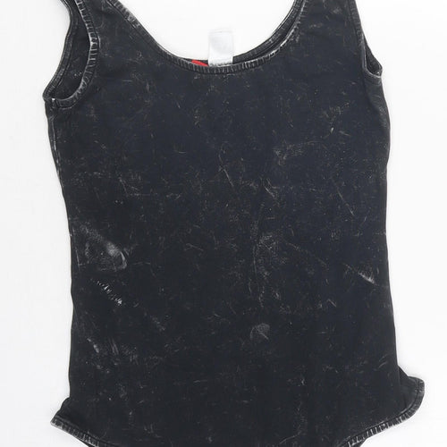 Divided Womens Black Ombré Polyester Bodysuit One-Piece Size S Snap