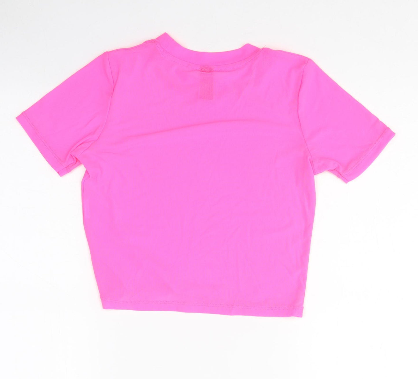 Preworn Womens Pink Polyester Cropped T-Shirt Size S Round Neck
