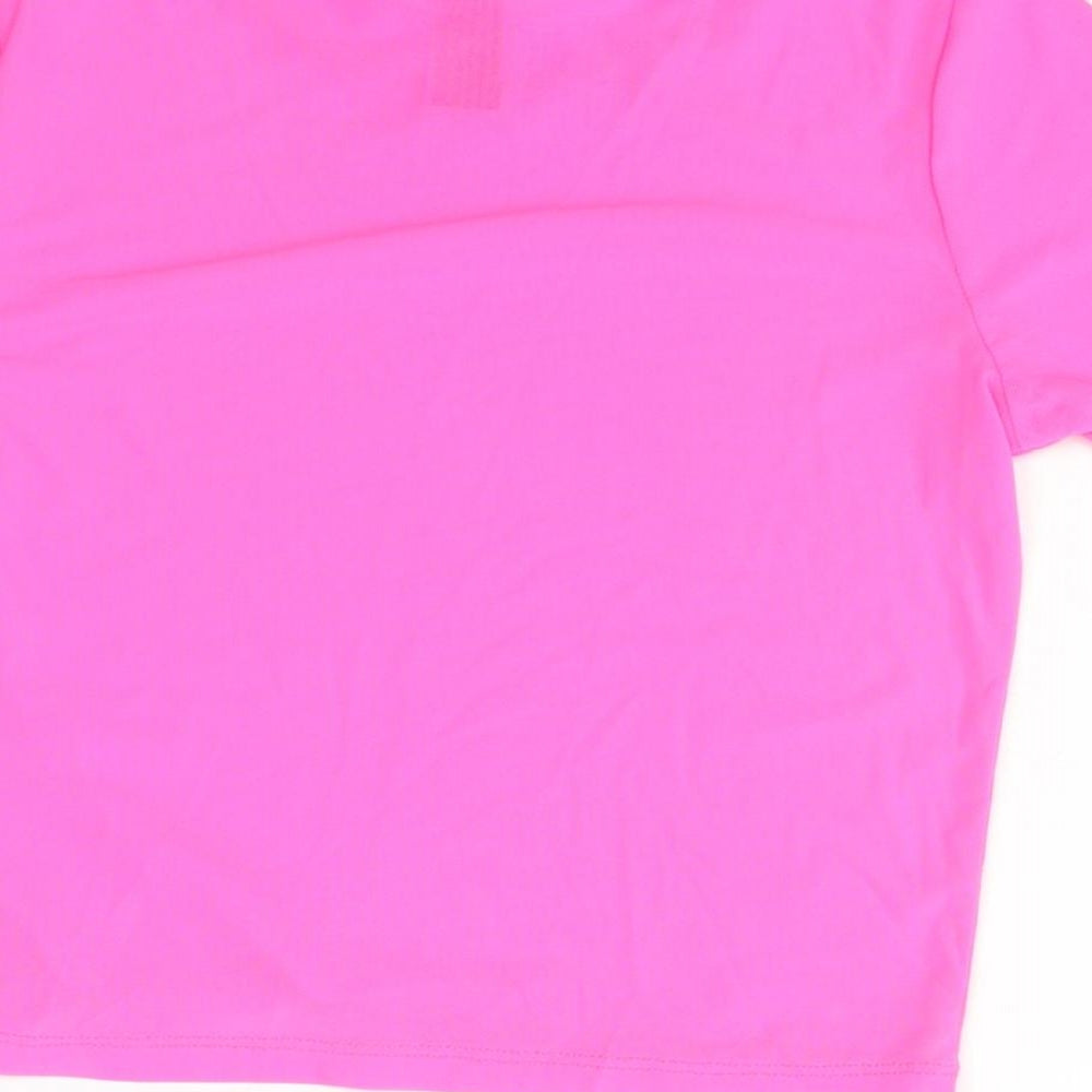 Preworn Womens Pink Polyester Cropped T-Shirt Size S Round Neck