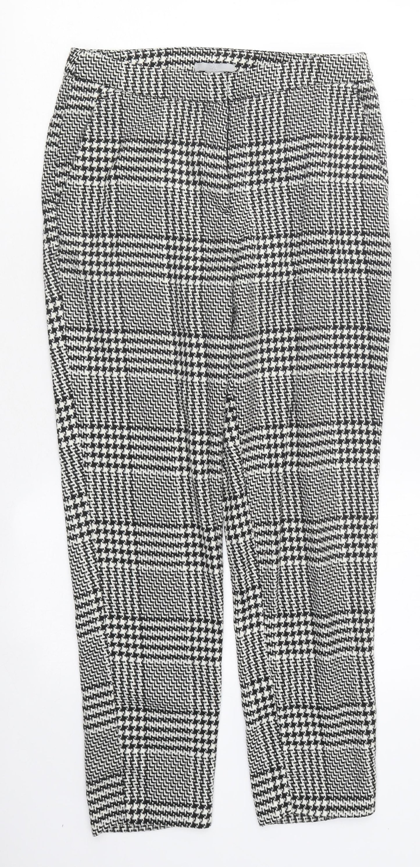 H&M Womens Multicoloured Plaid Polyester Trousers Size 4 L35 in Regular Hook & Loop
