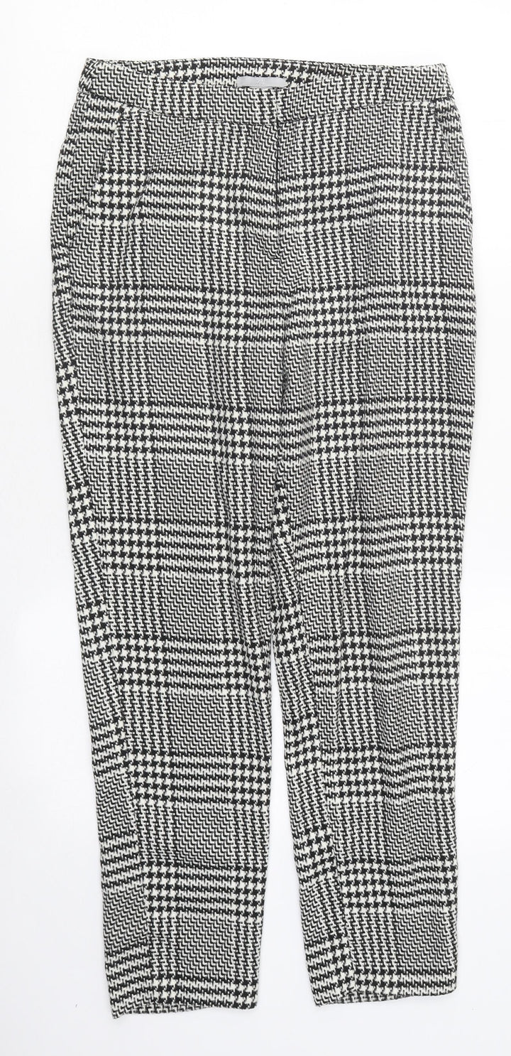 H&M Womens Multicoloured Plaid Polyester Trousers Size 4 L35 in Regular Hook & Loop