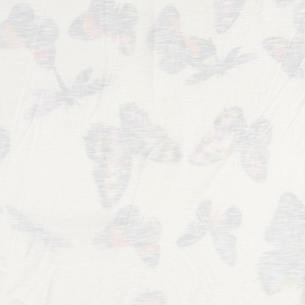 F&F Womens White Geometric Polyester Basic T-Shirt Size 14 Round Neck - Butterfly Print