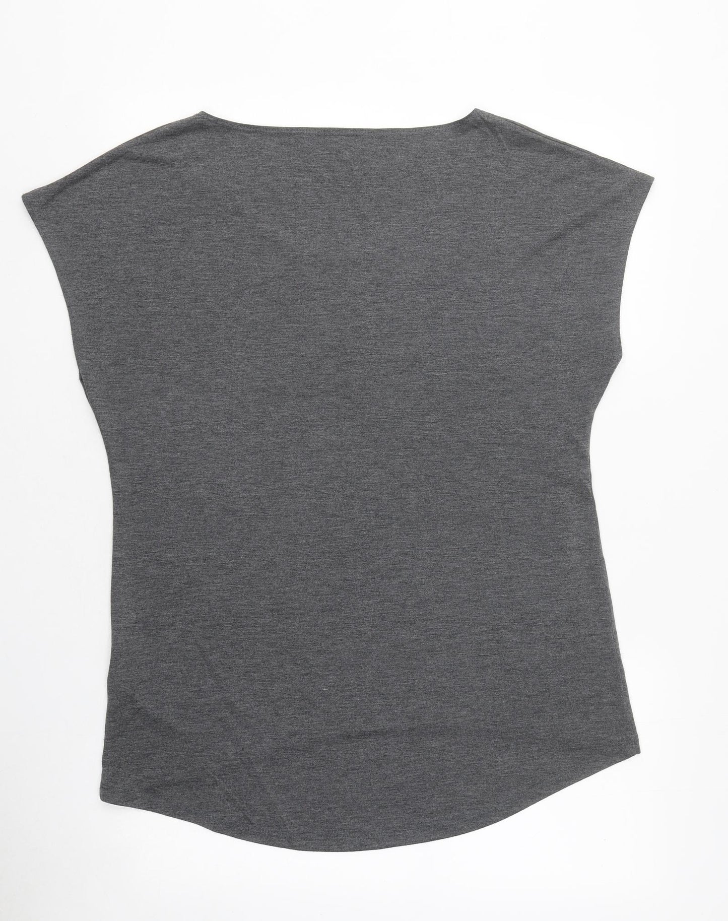 New Look Womens Grey Polyester Basic T-Shirt Size 14 Round Neck - Heart