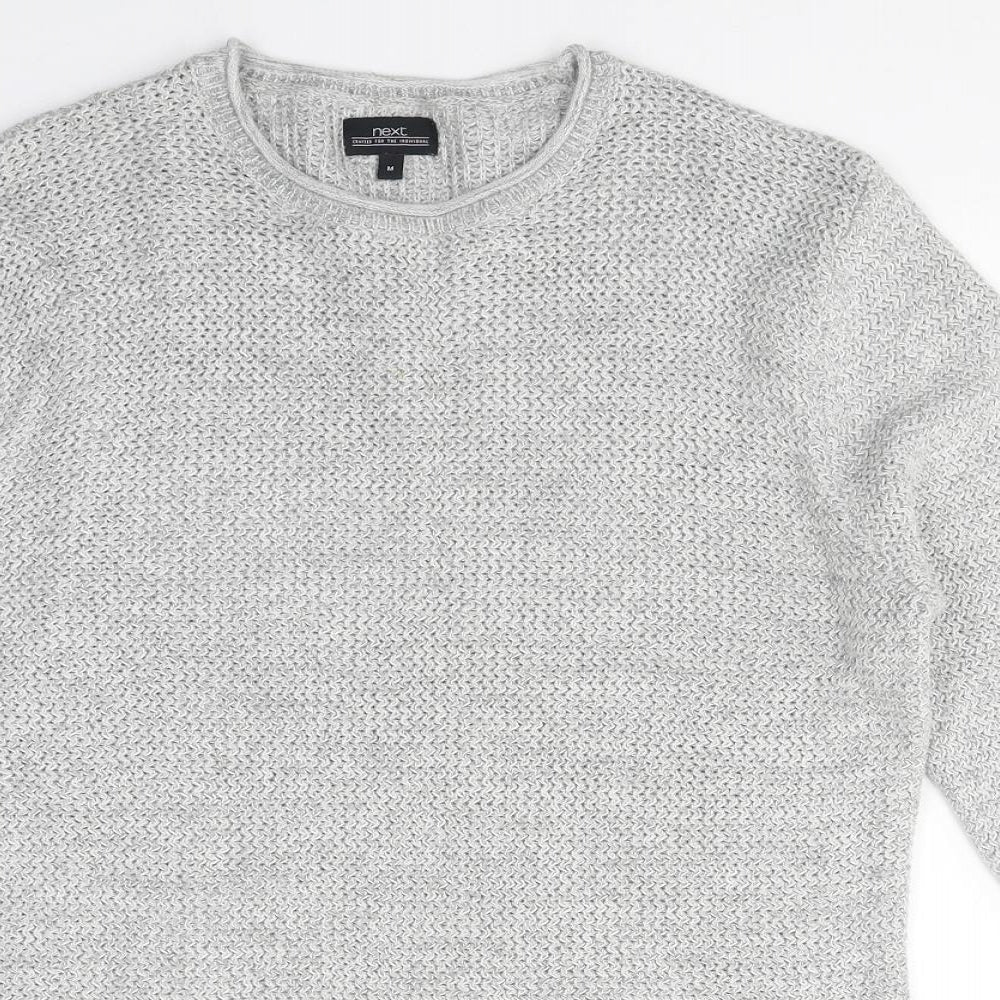 NEXT Mens Grey Round Neck Polyester Pullover Jumper Size M
