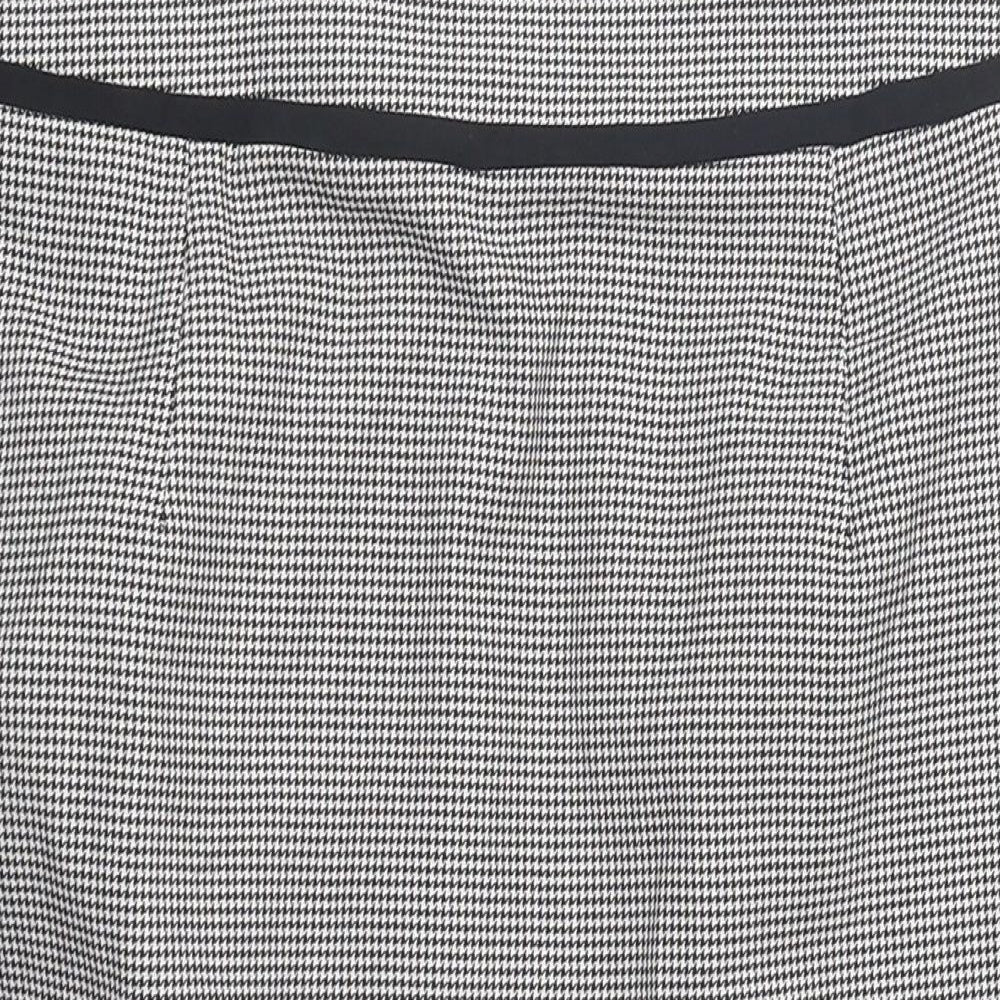 Preworn Womens Black Check Polyester Straight & Pencil Skirt Size 10 Zip