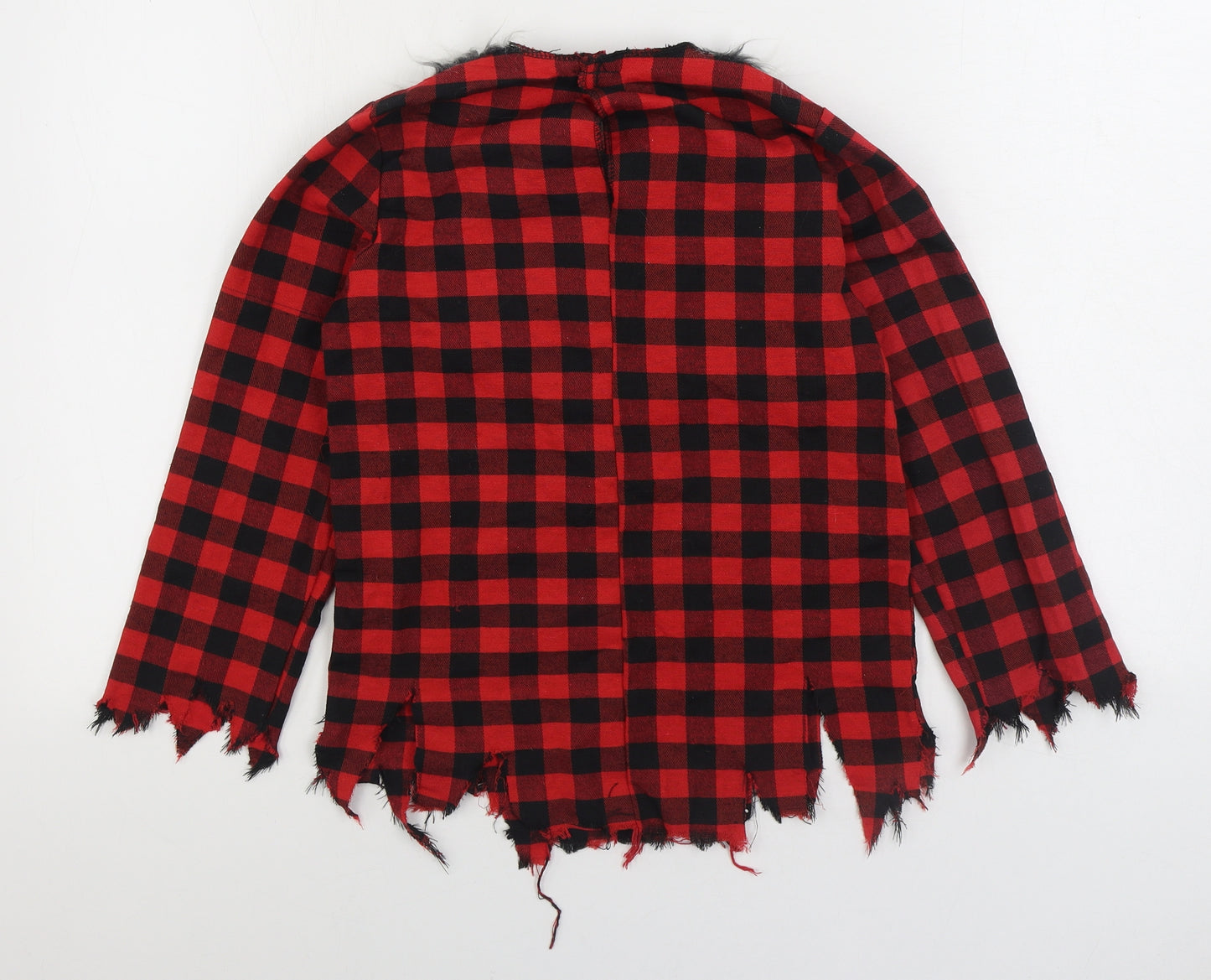 Christys Dress Up Boys Red Gingham Polyester Basic T-Shirt Size 9-10 Years Round Neck Hook & Loop - Werewolf Dress Up