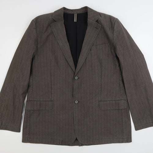 Preworn Mens Brown Polyester Jacket Suit Jacket Size 44