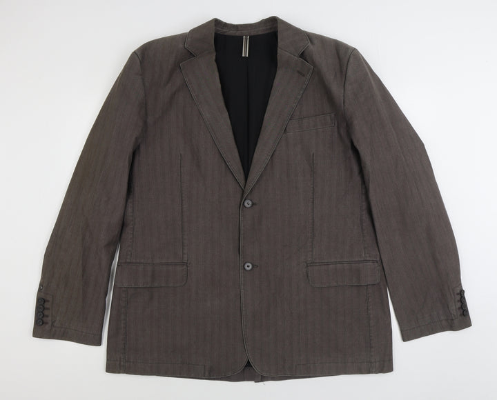 Preworn Mens Brown Polyester Jacket Suit Jacket Size 44