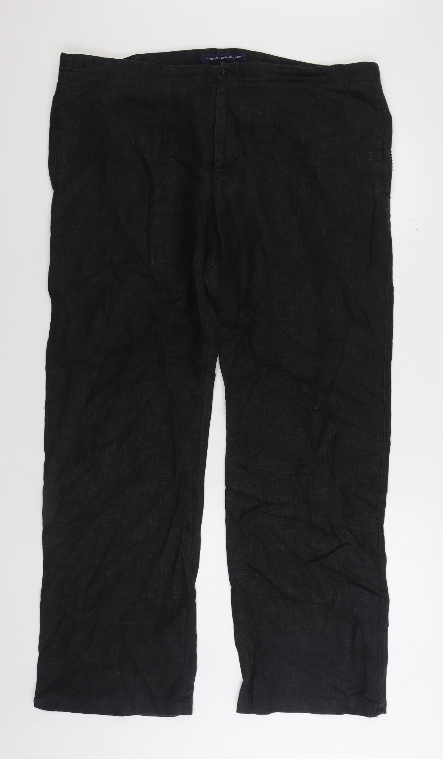 French Connection Womens Black Cotton Trousers Size 36 in L32 in Regular Zip