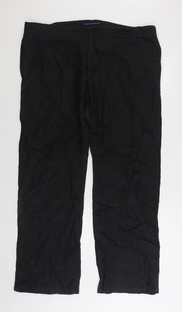 French Connection Womens Black Cotton Trousers Size 36 in L32 in Regular Zip