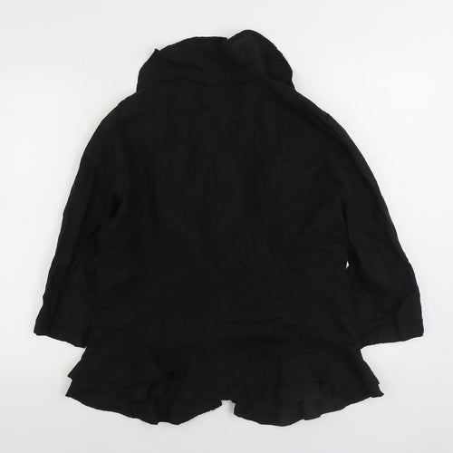 Alterna Womens Black Linen Basic Blouse Size 6 V-Neck