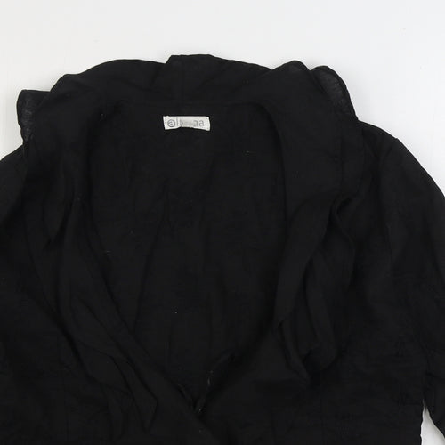 Alterna Womens Black Linen Basic Blouse Size 6 V-Neck