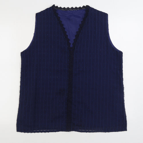 Preworn Womens Blue Polyester Basic Blouse Size XL V-Neck