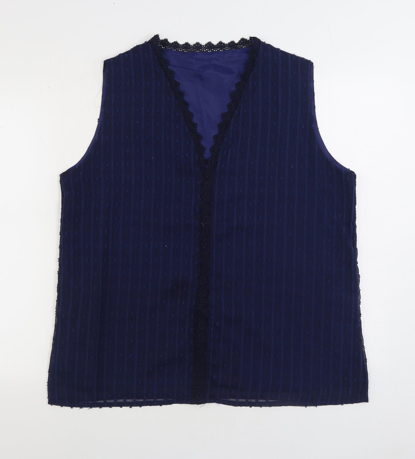 Preworn Womens Blue Polyester Basic Blouse Size XL V-Neck