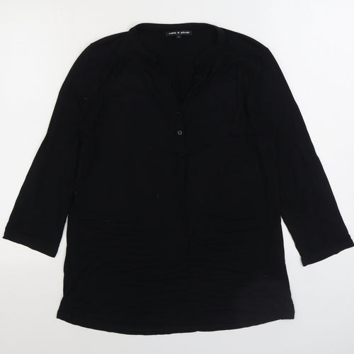 Cable & Gauge Womens Black Viscose Basic Blouse Size M Round Neck