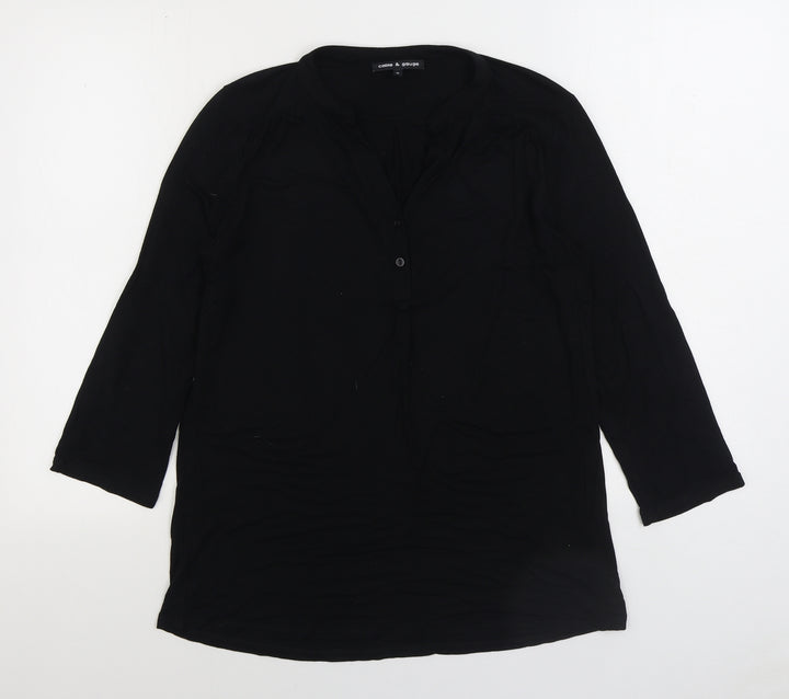 Cable & Gauge Womens Black Viscose Basic Blouse Size M Round Neck