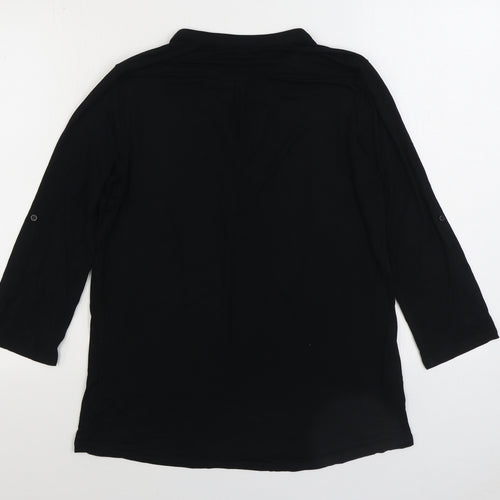 Cable & Gauge Womens Black Viscose Basic Blouse Size M Round Neck