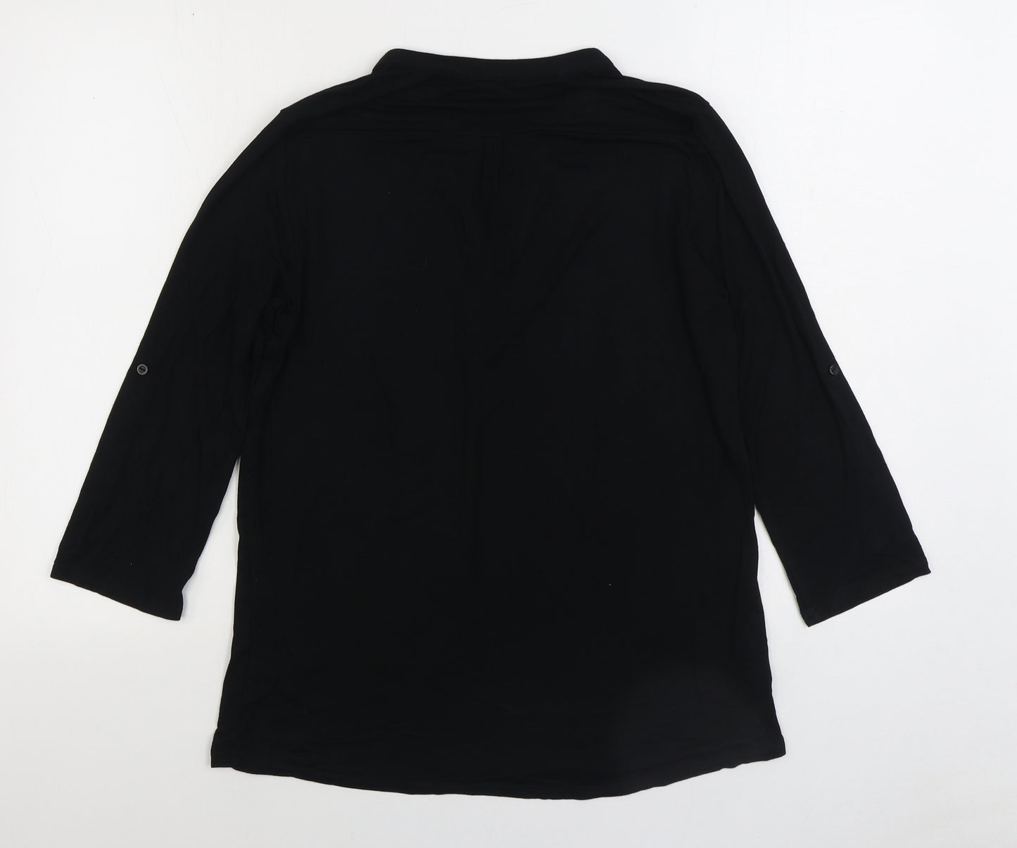 Cable & Gauge Womens Black Viscose Basic Blouse Size M Round Neck