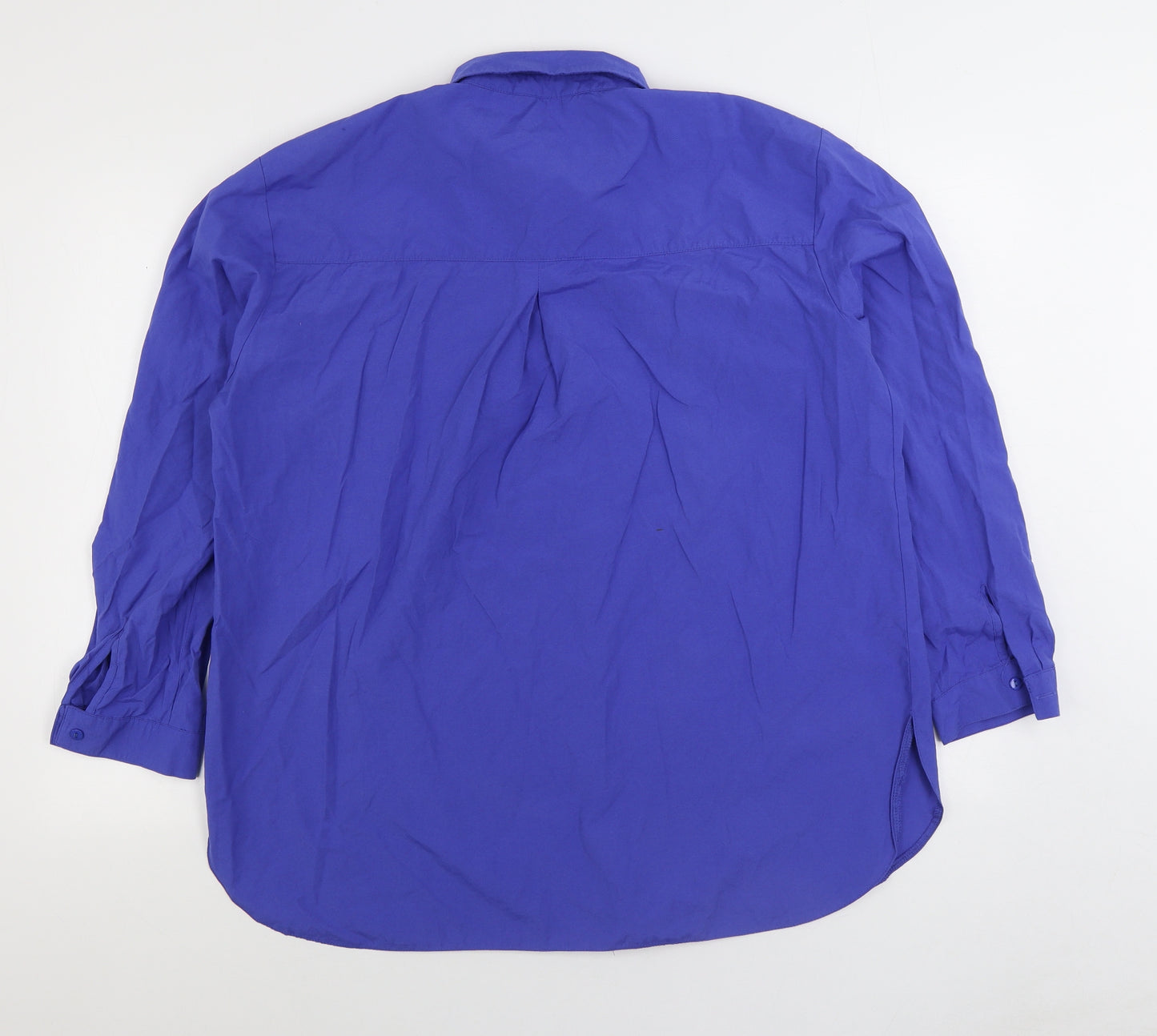 Select Womens Blue Cotton Basic Button-Up Size 16 Collared