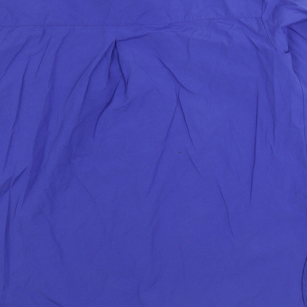 Select Womens Blue Cotton Basic Button-Up Size 16 Collared