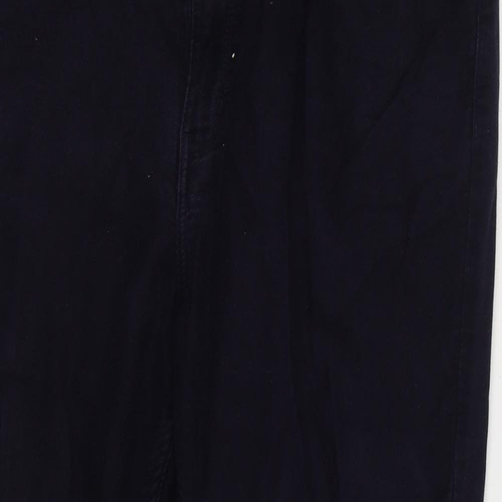 Marks and Spencer Mens Blue Cotton Trousers Size 38 in L29 in Regular Zip