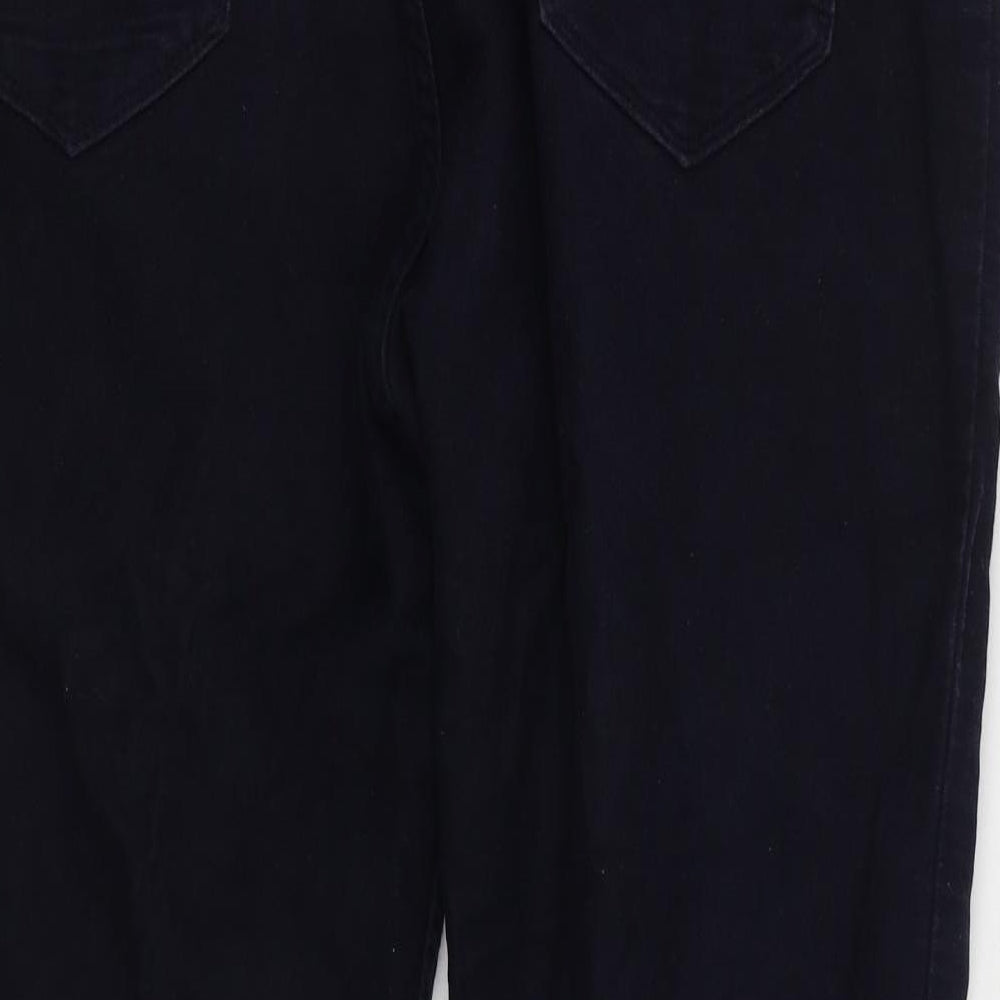 Marks and Spencer Mens Blue Cotton Trousers Size 38 in L29 in Regular Zip