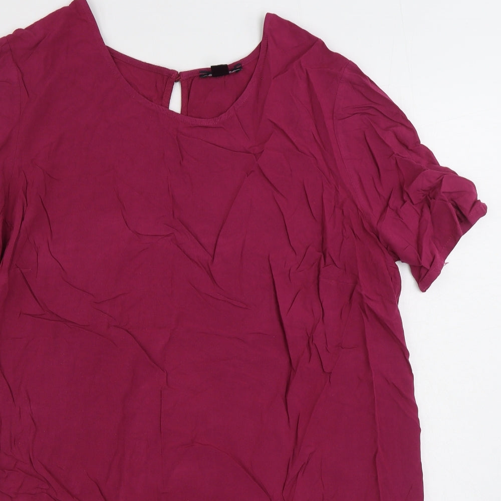 Asmara Womens Pink Viscose Basic Blouse Size 22 Round Neck