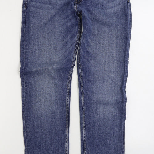 Stock & Hank Mens Blue Cotton Straight Jeans Size 32 in L34 in Slim Zip