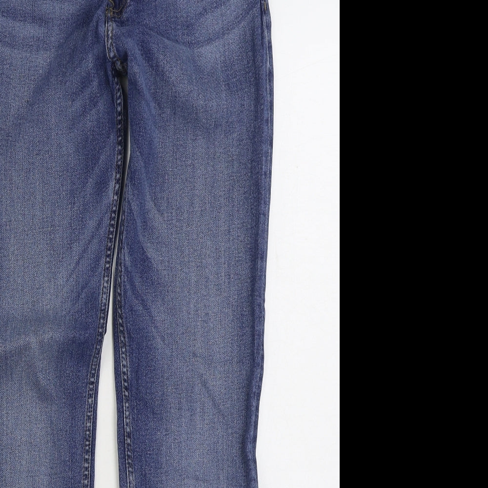 Stock & Hank Mens Blue Cotton Straight Jeans Size 32 in L34 in Slim Zip
