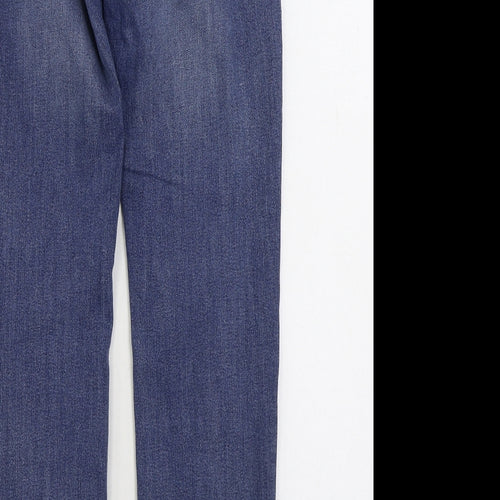 Stock & Hank Mens Blue Cotton Straight Jeans Size 32 in L34 in Slim Zip