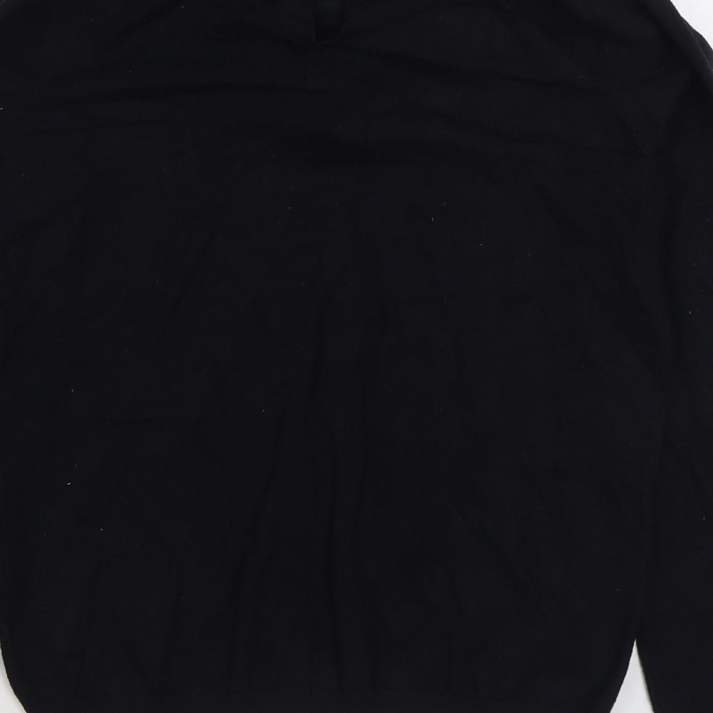 Blue Vanilla Womens Black Collared Viscose Pullover Jumper Size S