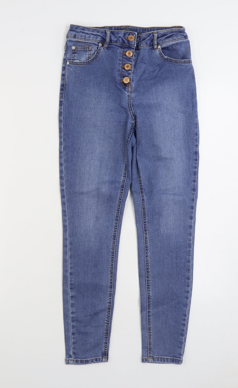 Matalan Womens Blue Cotton Skinny Jeans Size 10 L25 in Regular Button