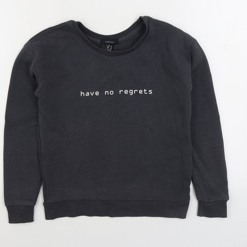 Primark Womens Grey Cotton Pullover Sweatshirt Size 4 Pullover - Have no regrets