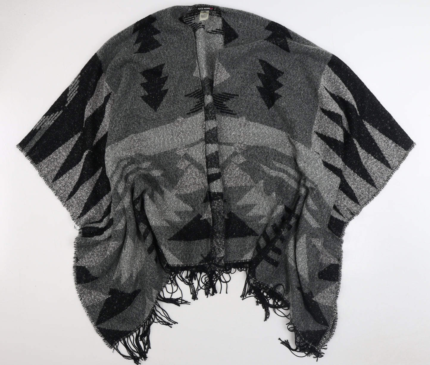 Alice London Womens Grey Geometric Acrylic Shawl/Wrap