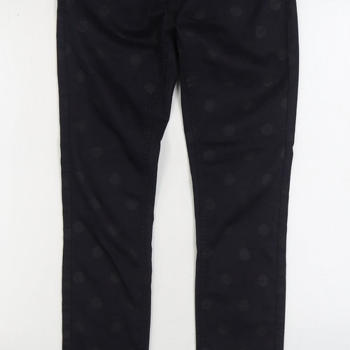 South Womens Black Polka Dot Cotton Straight Jeans Size 10 L29 in Regular Zip