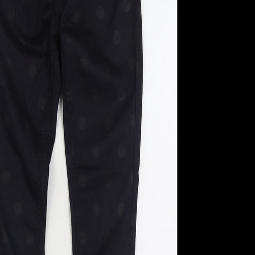 South Womens Black Polka Dot Cotton Straight Jeans Size 10 L29 in Regular Zip