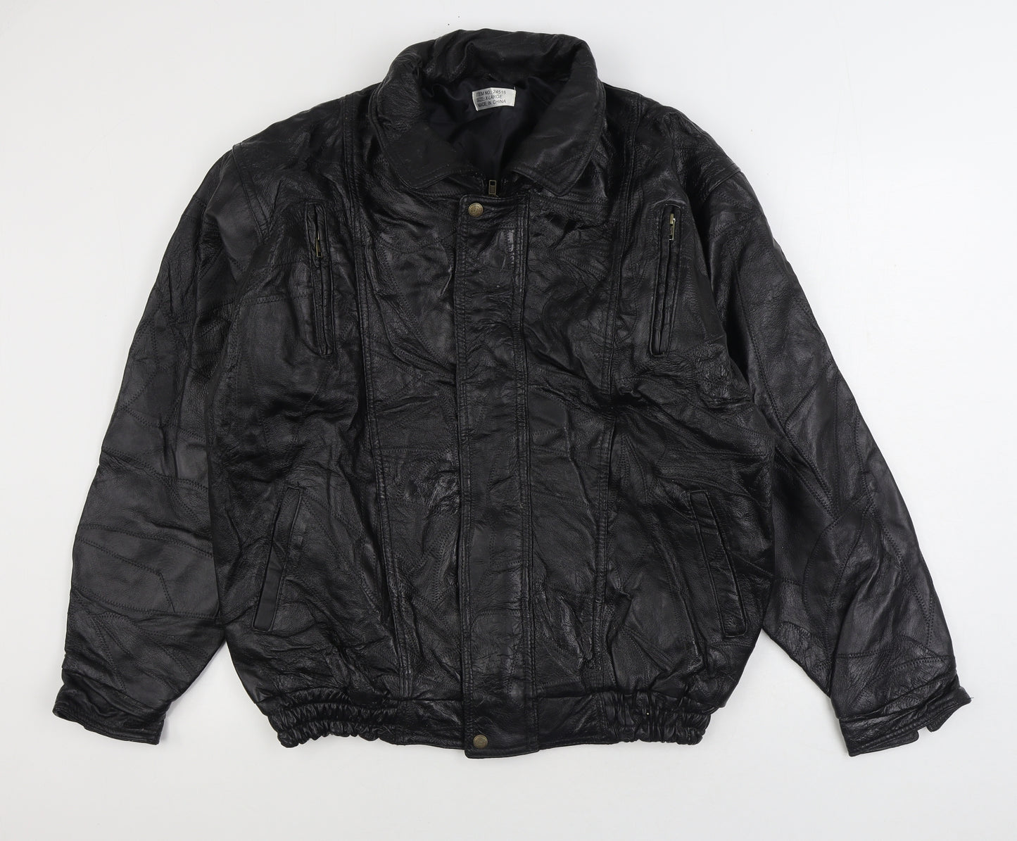 Preworn Mens Black Biker Jacket Size XL Zip
