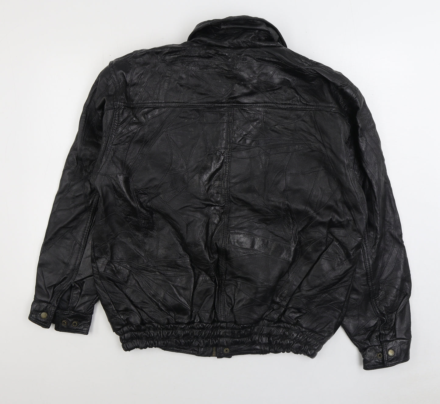 Preworn Mens Black Biker Jacket Size XL Zip