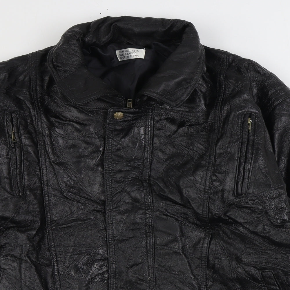 Preworn Mens Black Biker Jacket Size XL Zip