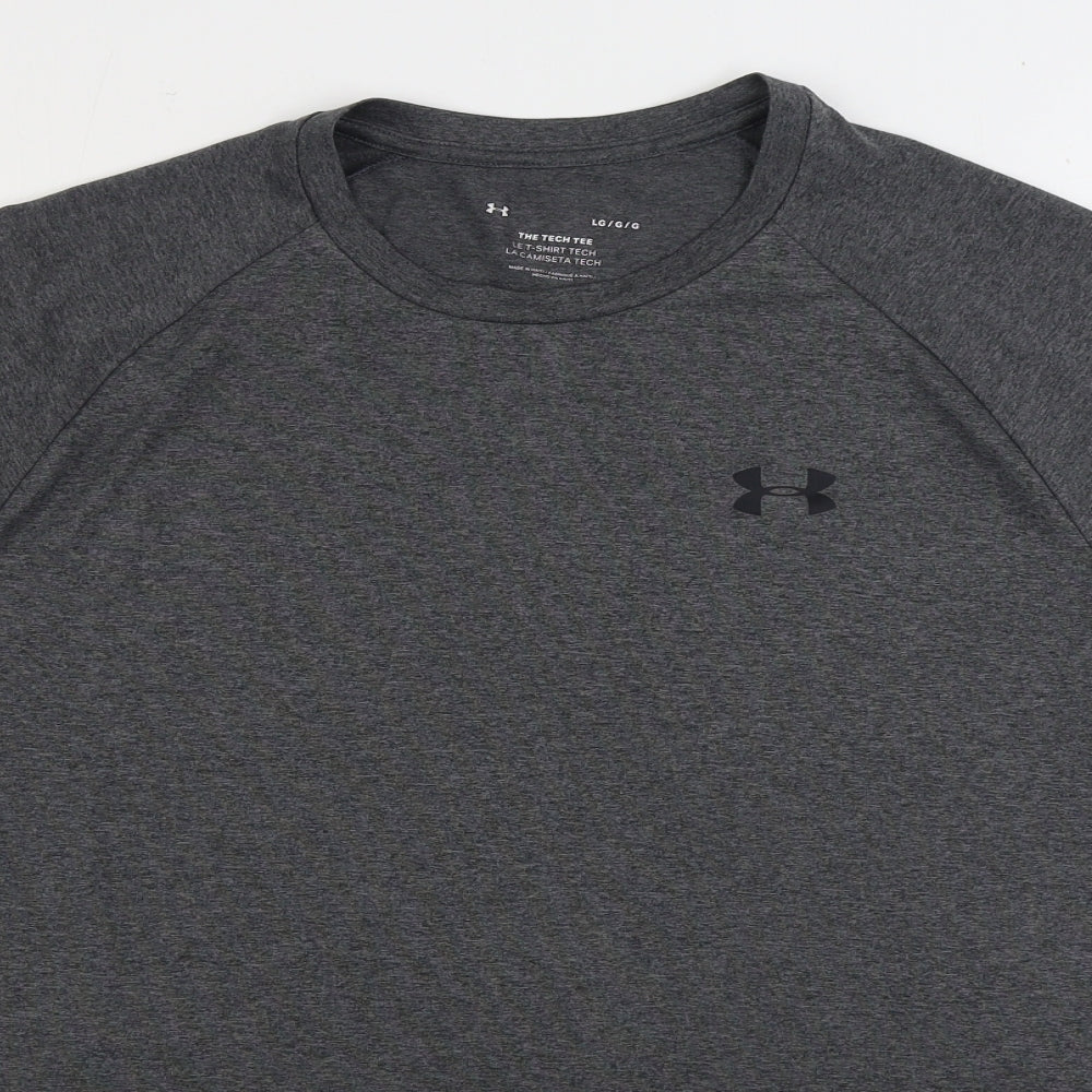 Under armour Mens Grey Polyester T-Shirt Size L Round Neck