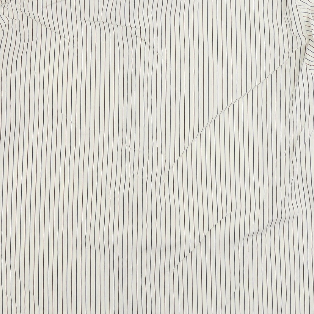 Real Brook Mens Multicoloured Striped Cotton Button-Up Size 18 Collared Button