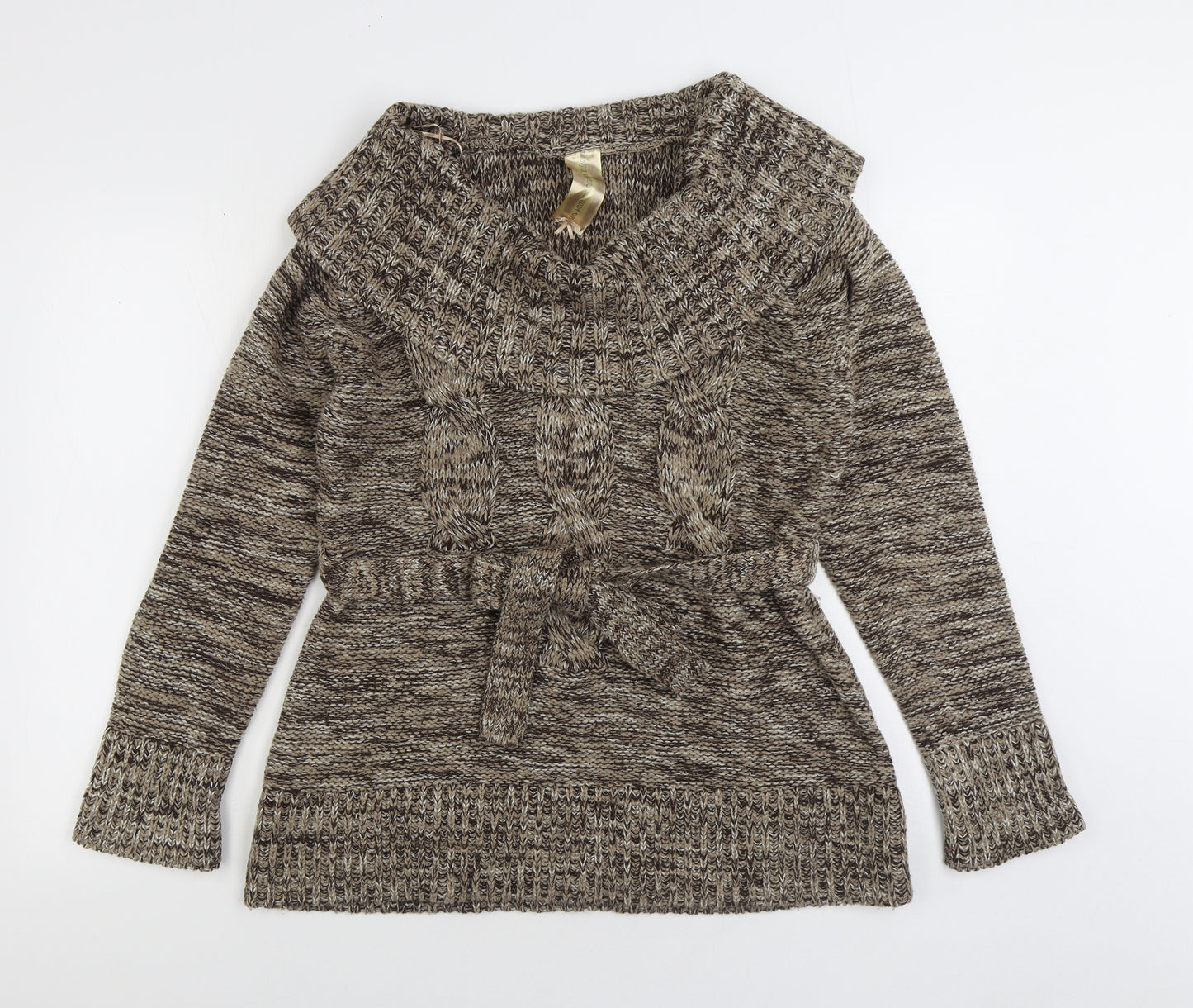 E-vie Womens Brown Roll Neck Acrylic Pullover Jumper Size 18