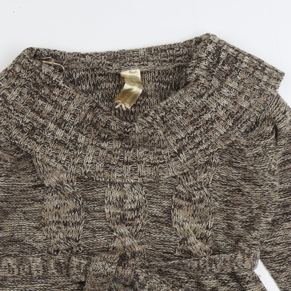 E-vie Womens Brown Roll Neck Acrylic Pullover Jumper Size 18