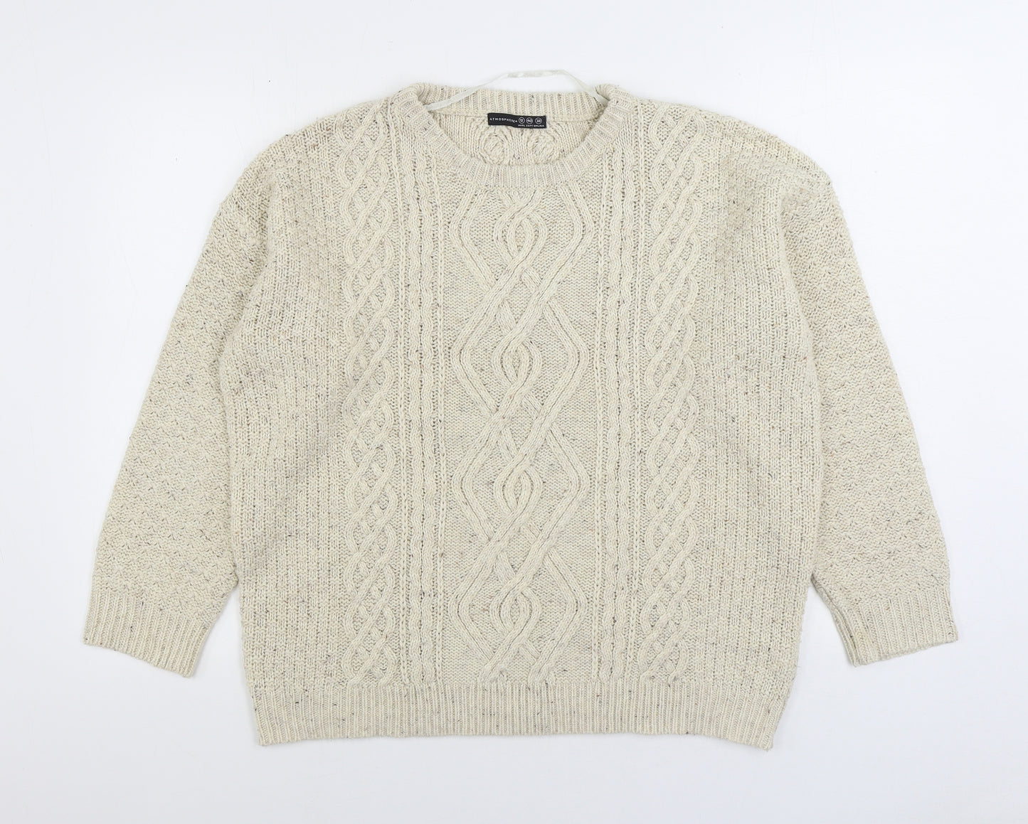 Atmosphere Womens Ivory Round Neck Acrylic Pullover Jumper Size 12