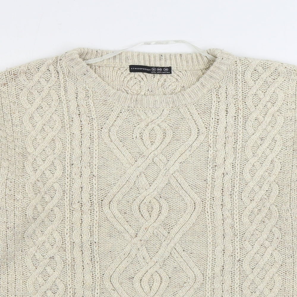 Atmosphere Womens Ivory Round Neck Acrylic Pullover Jumper Size 12