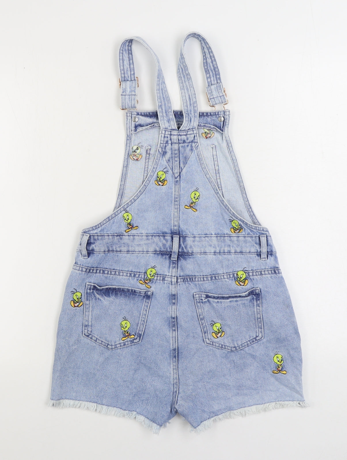 Marks and Spencer Girls Blue Cotton Dungaree One-Piece Size 13-14 Years Buckle - Tweety Bird